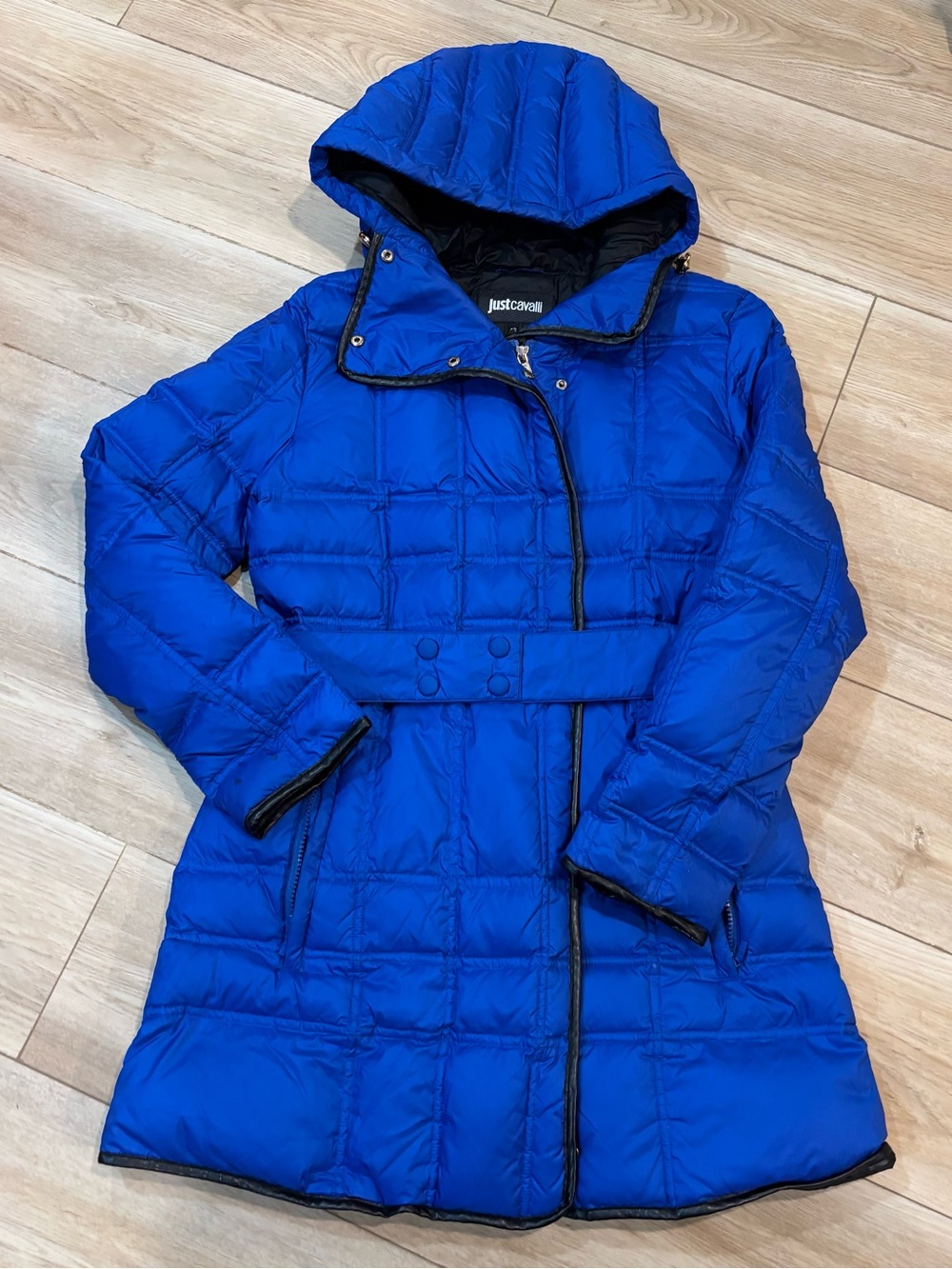 Roberto Just Cavalli Goose Feather Down Jacket Puffer Coat Y2k Belted 42 Small S